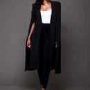 Women Cloak Coat Long Split Sleeve Shawl Collar Office Blazer Cape