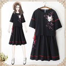Lolita T-shirt Skirt Set Japanese Red Ribbon Girl Summer Outfit