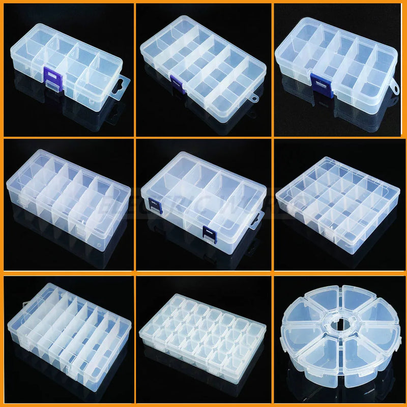 Plastic Organizer Box Clear Compartment Storage For Jewelry Tools