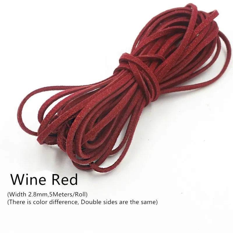 3MM 5M Faux Suede Leather Cord Flat Velvet Beading Thread Cord