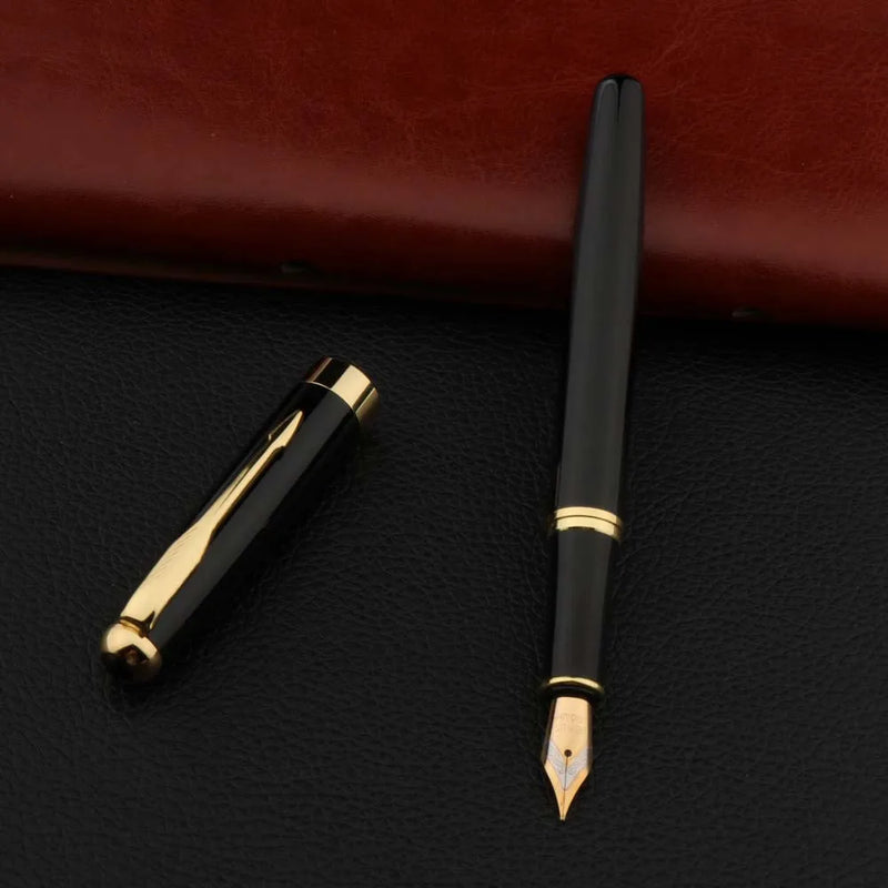 Metal Fountain Pen Black Gold Business Student Office Writing Gift