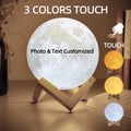 Personalized Moon Lamp Custom Photo Text USB Rechargeable Night Light