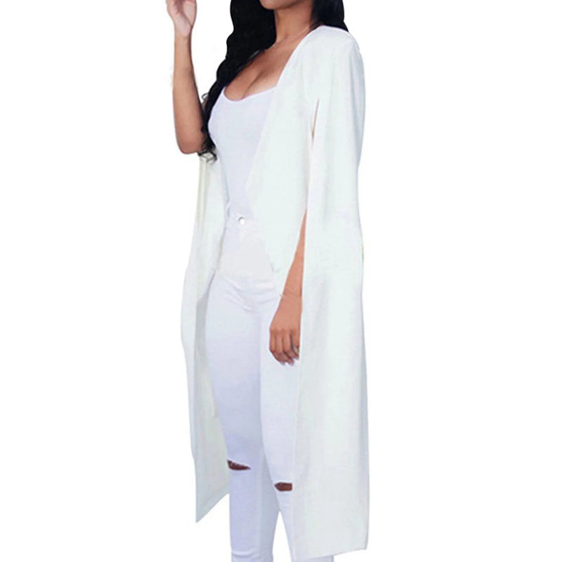 Women Cloak Coat Long Split Sleeve Shawl Collar Office Blazer Cape