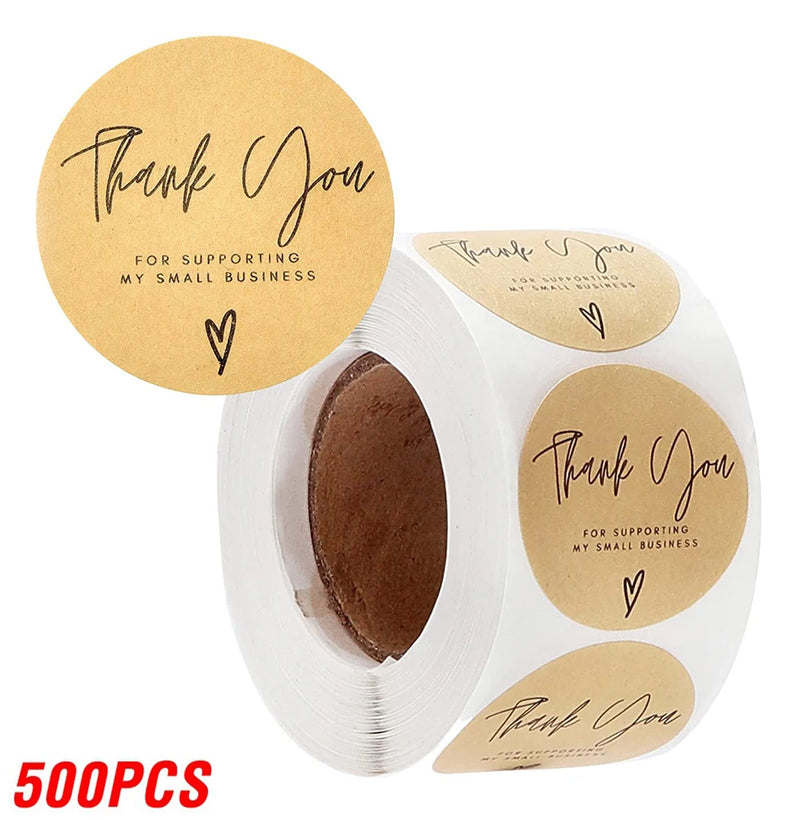 100-500pcs Vintage Kraft Paper Stickers Thank You Scrapbook Labels