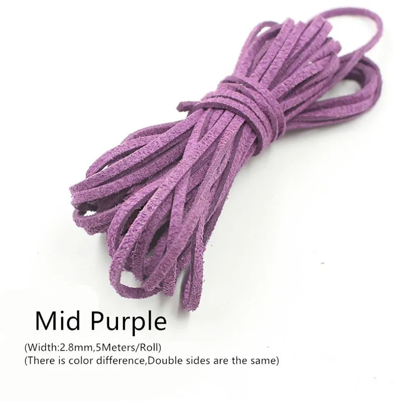 3MM 5M Faux Suede Leather Cord Flat Velvet Beading Thread Cord