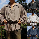 Mens Pirate Shirt Medieval Renaissance Costume Fluffy Sleeve Vintage Style