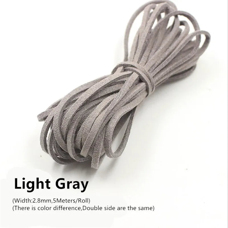 3MM 5M Faux Suede Leather Cord Flat Velvet Beading Thread Cord