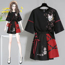 Lolita T-shirt Skirt Set Japanese Red Ribbon Girl Summer Outfit