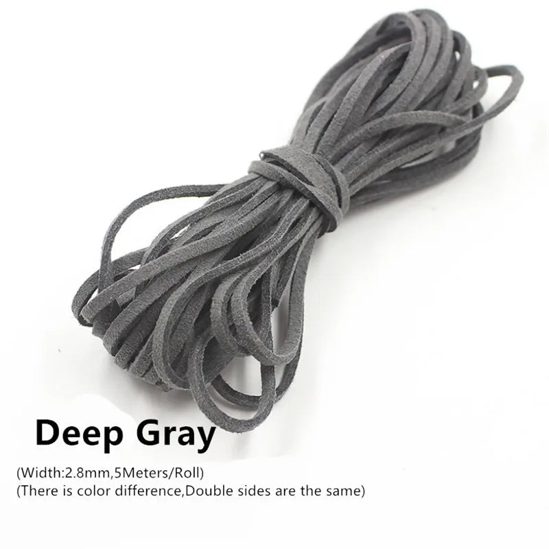 3MM 5M Faux Suede Leather Cord Flat Velvet Beading Thread Cord