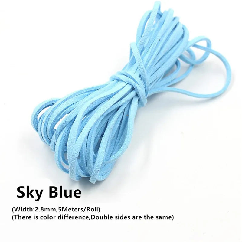 3MM 5M Faux Suede Leather Cord Flat Velvet Beading Thread Cord