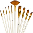 10Pcs Nylon Paint Brushes Set For Acrylic Oil Watercolor Painting