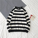 Men's Striped Sweatshirt Casual Loose Fit Hoodie Pullover Tops