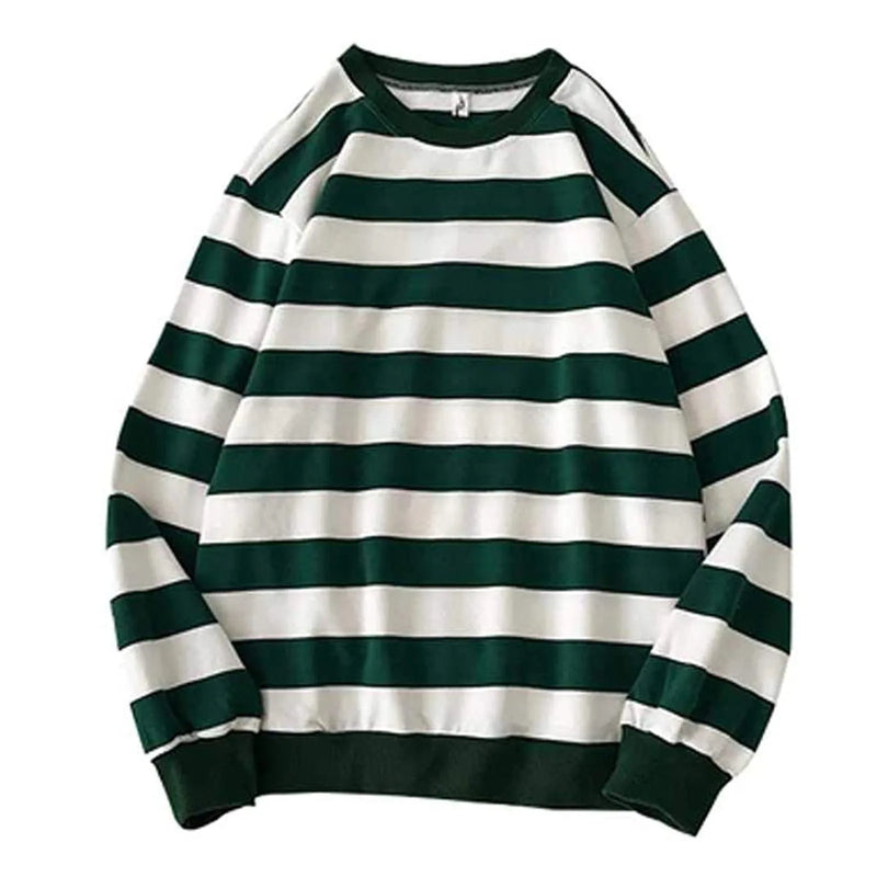 Men's Striped Sweatshirt Casual Loose Fit Hoodie Pullover Tops