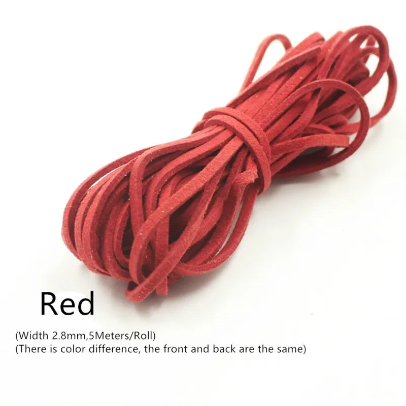 3MM 5M Faux Suede Leather Cord Flat Velvet Beading Thread Cord