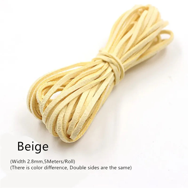 3MM 5M Faux Suede Leather Cord Flat Velvet Beading Thread Cord