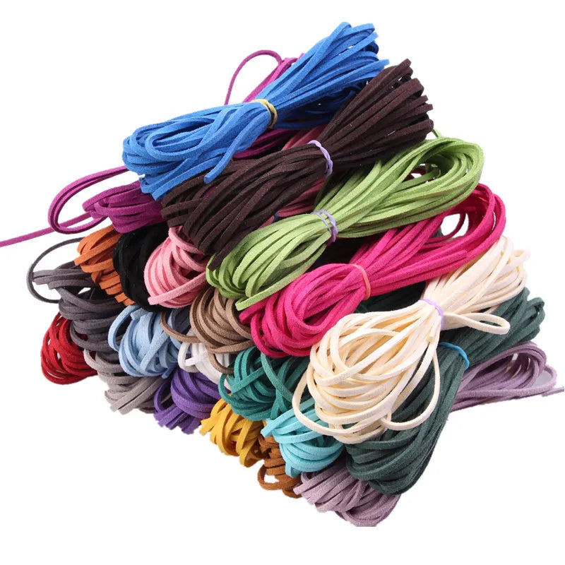 3MM 5M Faux Suede Leather Cord Flat Velvet Beading Thread Cord