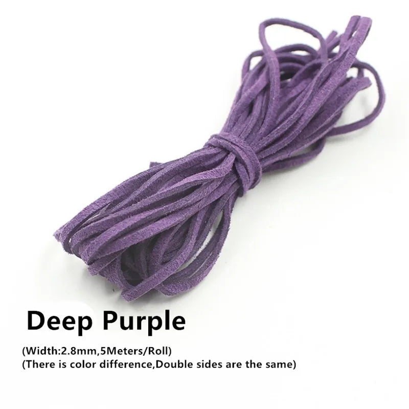 3MM 5M Faux Suede Leather Cord Flat Velvet Beading Thread Cord