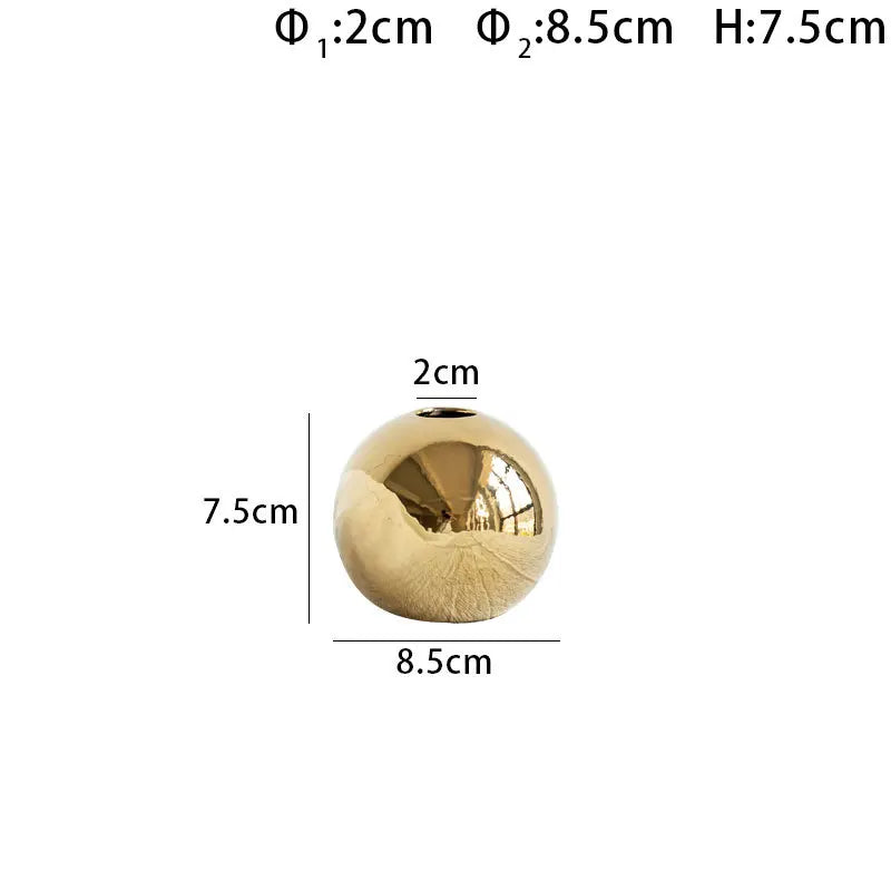 Golden Ceramic Vase Decorative Flower Pot Hydroponic Art Craft