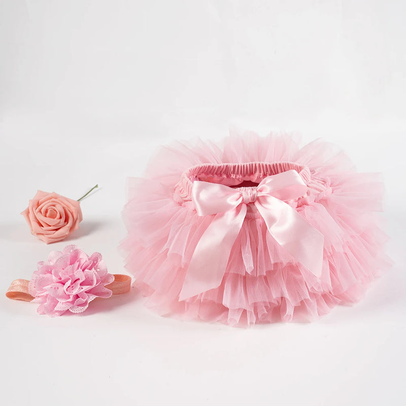 Baby Tutu Skirt Set Girls Tulle Tutu Bloomers Headband 2pcs