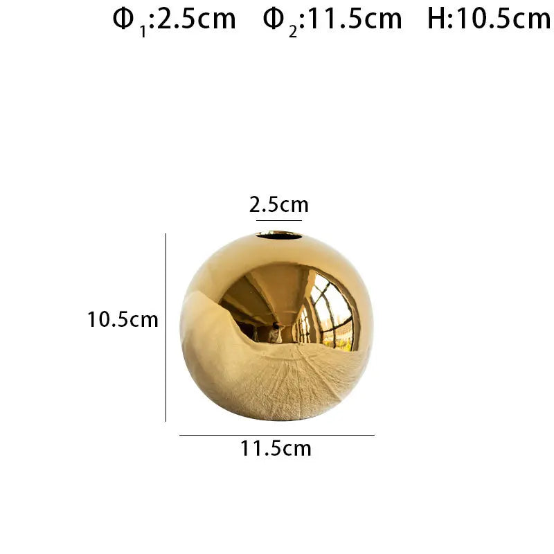 Golden Ceramic Vase Decorative Flower Pot Hydroponic Art Craft