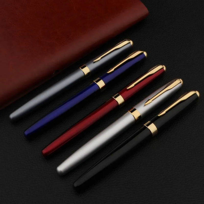 Metal Fountain Pen Black Gold Business Student Office Writing Gift
