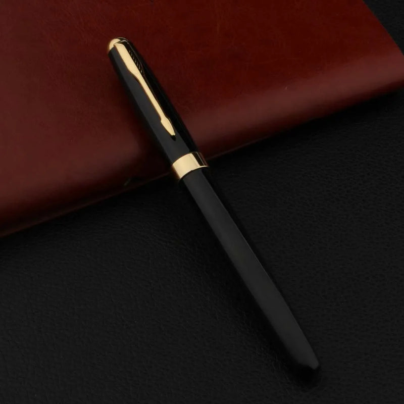 Metal Fountain Pen Black Gold Business Student Office Writing Gift