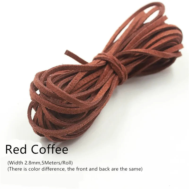 3MM 5M Faux Suede Leather Cord Flat Velvet Beading Thread Cord