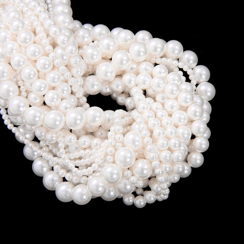 Glass Imitation Pearls Beads Round Loose For Jewelry Making