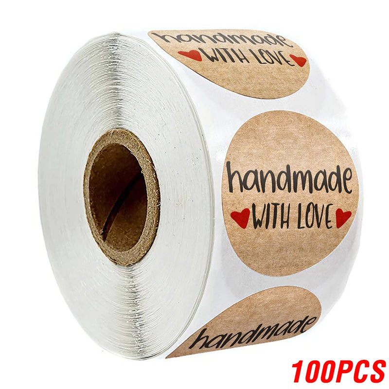 100-500pcs Vintage Kraft Paper Stickers Thank You Scrapbook Labels