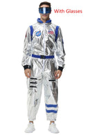 Adult Silver Astronaut Costume Space Jumpsuit For Men And Women