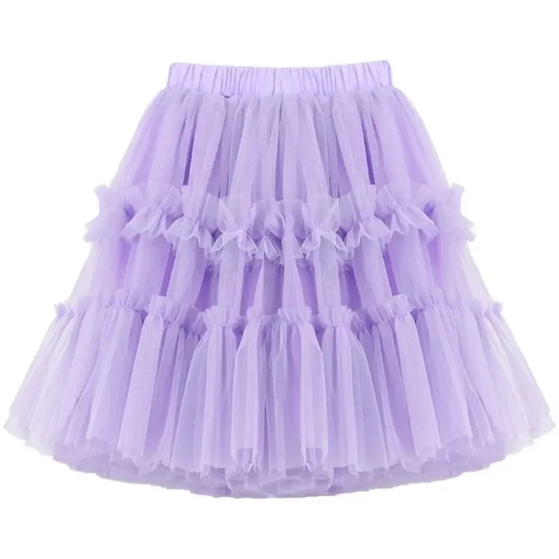 Girls Tutu Dress Mid-length Birthday Party Dance Princess Skirt