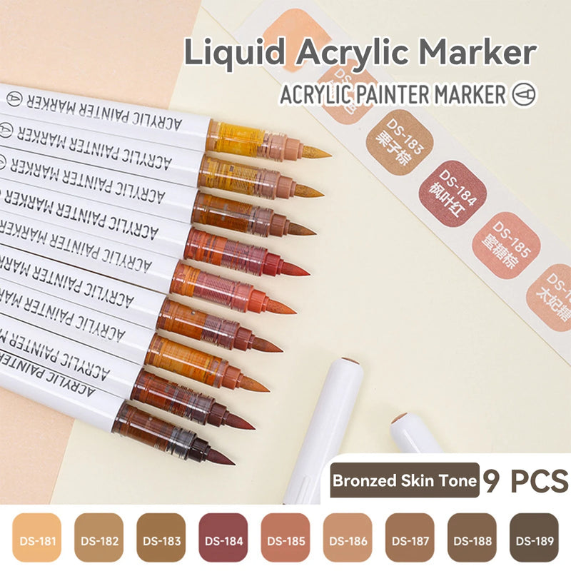 9pcs Acrylic Markers Set For Rock Painting Glass DIY Craft Supplies