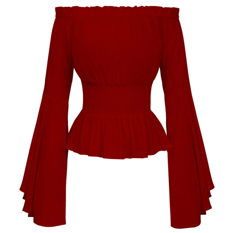 Boho Blouse Off Shoulder Peasant Top Medieval Renaissance Shirt