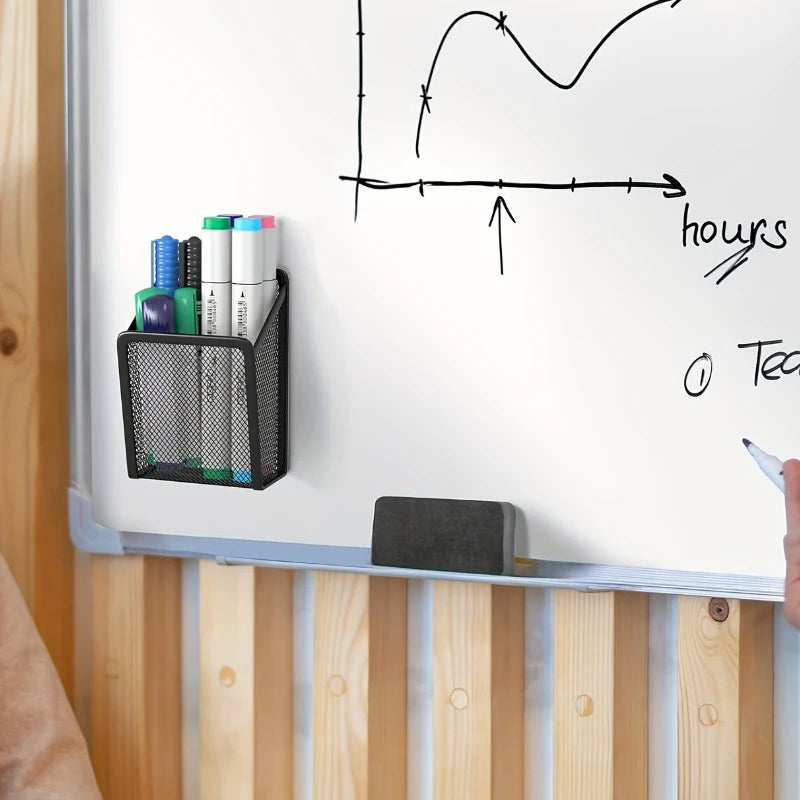 Magnetic Pencil Holder Mesh Desk Organizer Container For Office Home