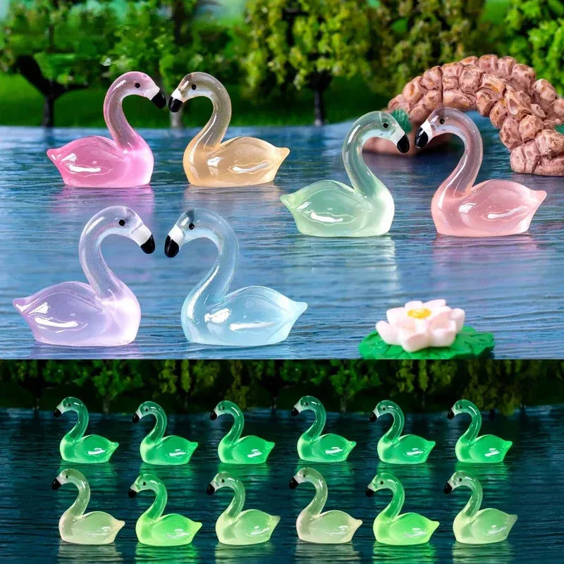 18Pcs Luminous Swan Aquarium Decor Glow In Dark Fish Tank Accessories