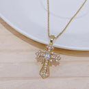 Zircon Cross Necklace Stainless Steel Pendant Shiny Hip Hop Jewelry
