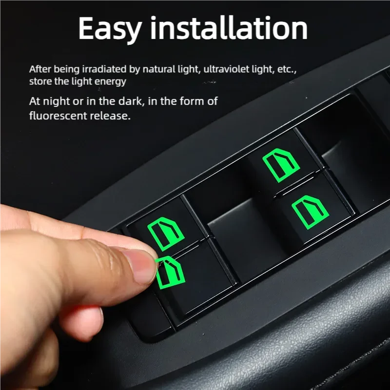 18Pcs Car Luminous Door Window Lift Button Stickers Set Interior