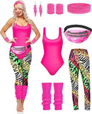 Pink Retro 1980s Women's Sportswear Set 7-Piece Glamorous Design