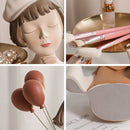 Modern Balloon Girl Sculpture Resin Figurine Gold Tray Living Room Decor