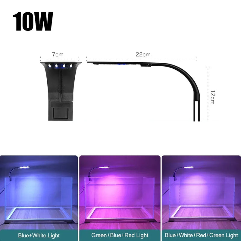 Super Slim LED Aquarium Light Waterproof Clip-On Plant Grow Lamp