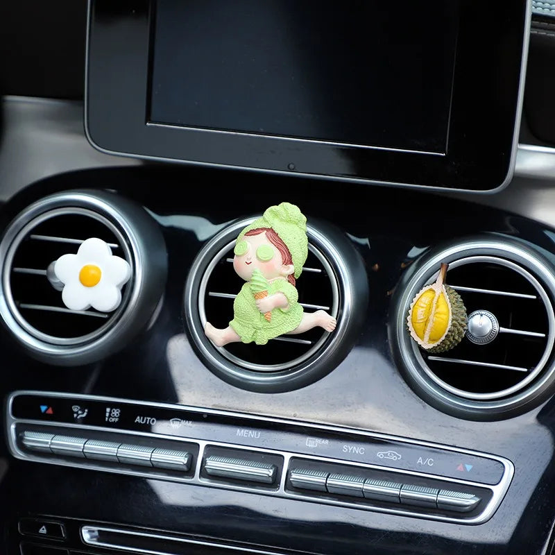 Car Vent Aromatherapy Clip Cute Cartoon Ice Cream Girl Design