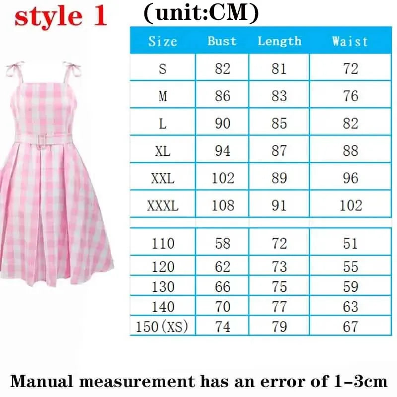 Barbie Cosplay Costume For Women Pink Dress Margot Robbie Style