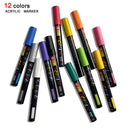 12-60 Colors Acrylic Paint Markers 2-3mm Tip Waterproof Art Pens