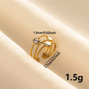 Bohemian Adjustable Stainless Steel Ring White Enamel Gold Color