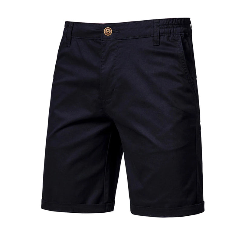 Men's Cotton Shorts Solid Color Elastic Waist Casual Business Pants