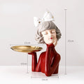 Creative Bow Girl Resin Vase Statue Decoration For Living Room Bedroom