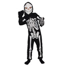 Kids Halloween Costume Skeleton Skull Jumpsuit With Mask For Party