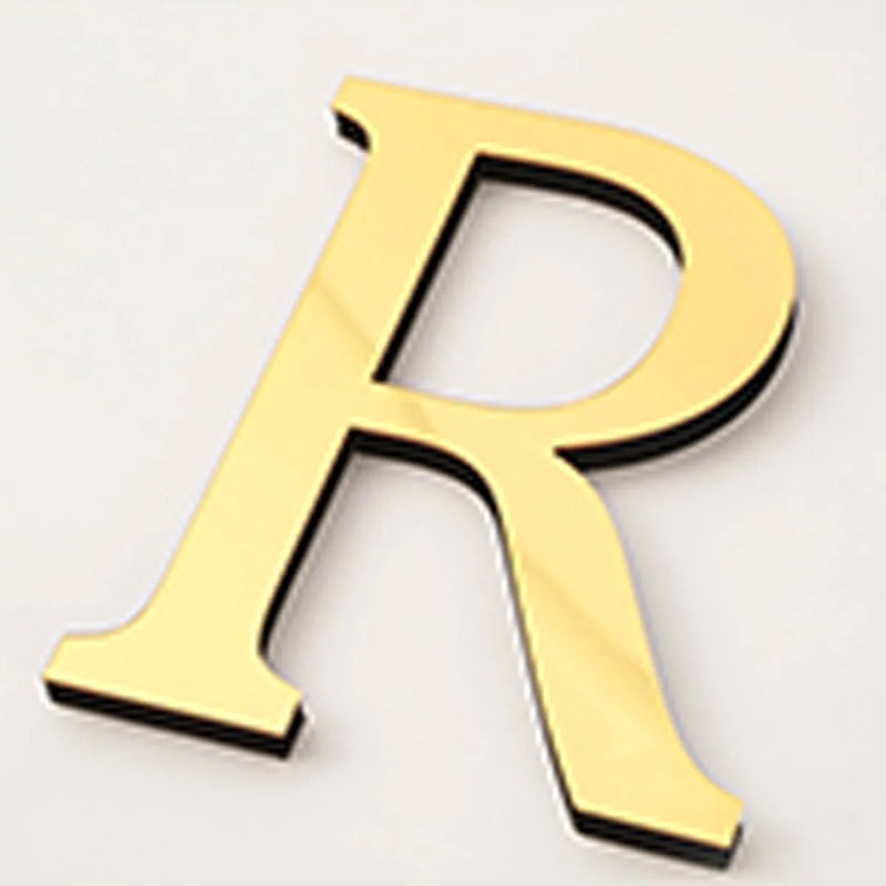 Golden Mirror Acrylic Wall Sticker Large 20cm DIY English Letters Decor