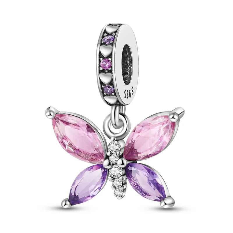 925 Silver Charm Pendant Animal Firefly Butterfly Dragonfly Beads