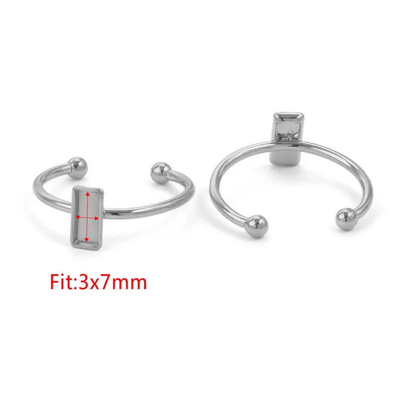 10pcs Adjustable Stainless Steel Ring Settings Blank Base For Jewelry
